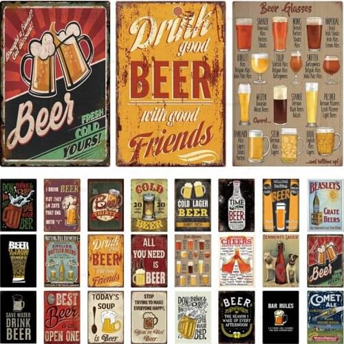 Retro Tin Sign Drink Beer Metal Signs Iron Plaques Shabby Plate Painting Vintage Posters Bar Pub Club Home Wall Decor Bbr-11