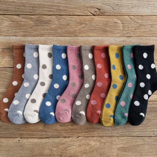 Womens cotton socks tube polka dot print socks Harajuku polka dot print short funny socks casual style spring and summer