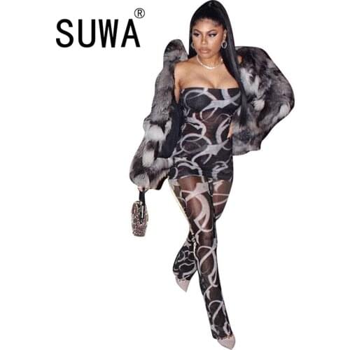 Tie Dye 2 Piece Outfits For Women Sets Clothes Breast Wrap Tank Tops High Waist Flare Leg Pants Trousers Sexy Club Party Wear
