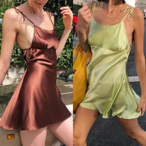 Summer Fahion Women´s Sleeveless Sling Metallic Shining Dress Club Cocktail Party Mini Charming Dress
