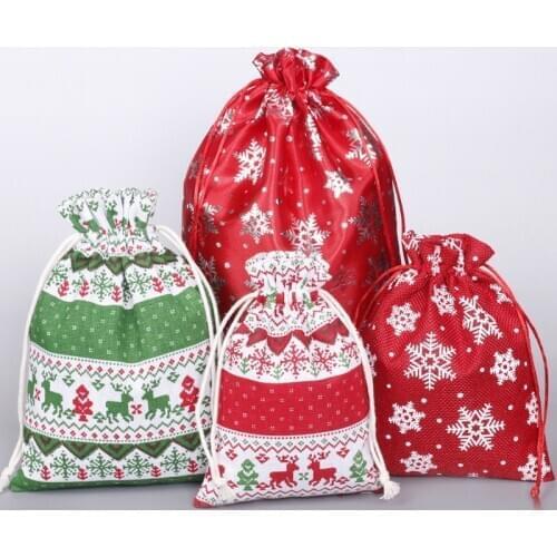 1pc Multi Size Jute/satin Snowflake Bag Christmas Gift Bags Jewelry Packaging Bags Wedding Favor Gift Bags Drawstring Pouches