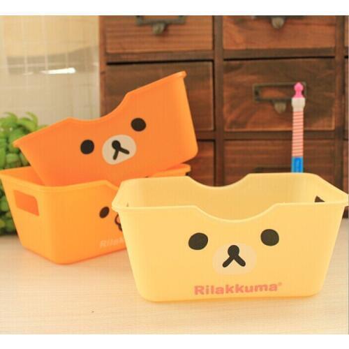 1PC Cute cartoon lovely relaxing bear rectangular desktop plastic storage box 15.5x11x7cm OK 0054