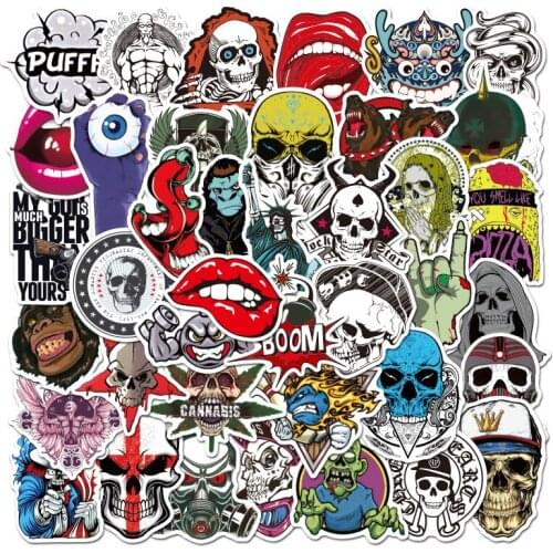 10/50pcs Skull Zombie Mixed Horror Dark Style Waterproof Decals Stickers Pack for DIY Phone Laptop Luggage Skateboard sticker
