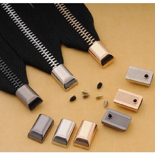 10pcs 17mm 14mm Metal Zipper Stopper Zipper Tail Clip Stop Tail Plug Head with Screw DIY bag Leather Hardware Leather Craft