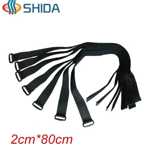 10pcs 2*80cm Colorful Reuseable Fixed Fastener Straps with Plastic Buckle Nylon Straps Self Adhesive Hook and Loop Cable Ties