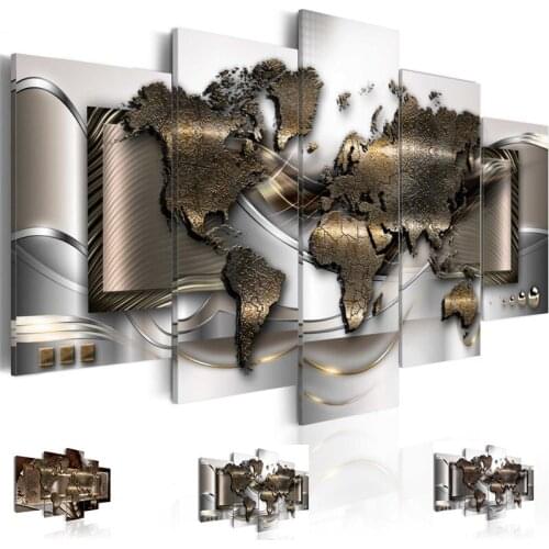 Abstract Painting 5 Pieces Golden World Map square round Diamond Embroidery mosaic Diy diamond Painting set home decor MM171