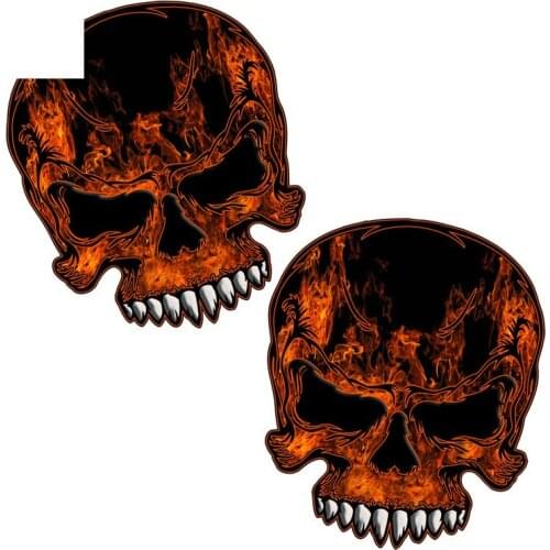 Aliauto 2 X Car Accessories Real Flame Skull Cool Reflective Personality Car Window Sticker Decal Waterproof Cover Scratches