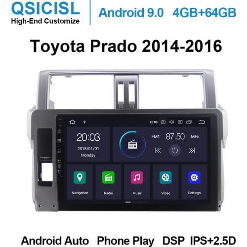 Android 9.0 2.5D 10.1" car dvd multimedia player for Toyota Prado 2014-2016 headunit radio multimedia stereo 4GB+64GB dsp swc