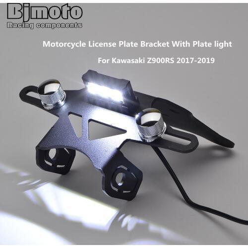 BJMOTO Motorcycle License Plate Holder Bracket With Plate light for Kawasaki Z900RS Z900 RS 2017 2018 2019