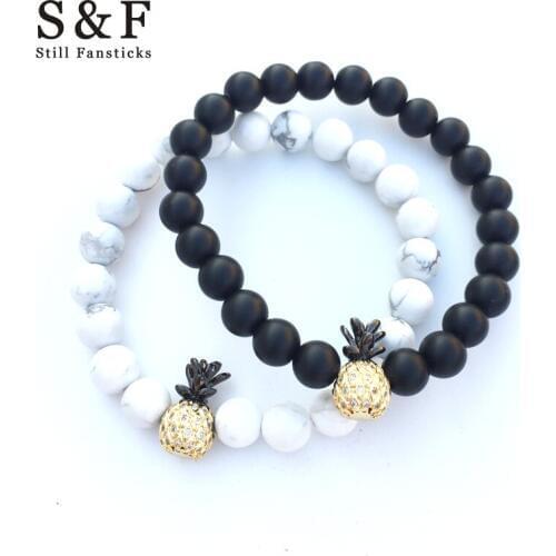 Couple Ananas Bracelet Stone Beads Bracelets For Women Jewelry Men Pulseira Masculina Feminina Mens Erkek Bileklik Punk 2018 NEW