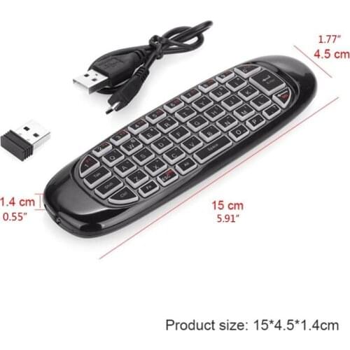 C1FB C120 RGB 7 Backlight Fly Air Mouse Wireless Backlit Keyboard 2.4G Remote Control
