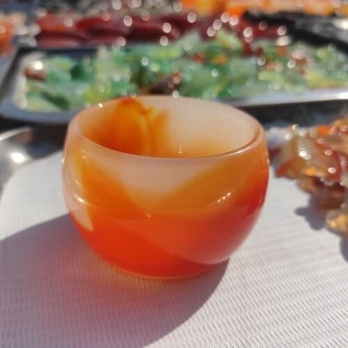1pcs Free Shipping Natural High Quality Hand Carved Agate Bowl Crystal Decoration Carnelian Caps For Gift Smy