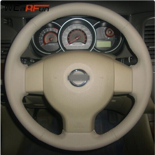 WCaRFun DIY Beige Artificial Leather Steering Wheel Cover for Nissan Tiida 2004-2010 Sylphy 2006-2011 Versa 2007-2011 Versa Note