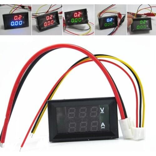 DC 100V 10A Voltmeter Ammeter Blue + Red Blue+ Green Dual LED Amp Digital Voltage Current Volt Meter Gauge