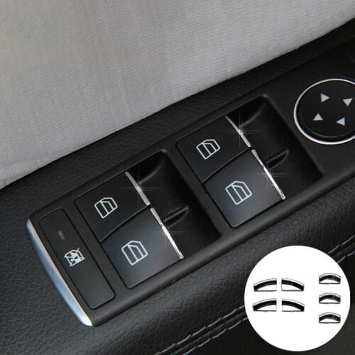 For Mercedes/Benz E W212 C W204 GLK X204 ML GL W166 X166 Latest Car Sticker 7pcs/Set Door Lift Button Stickers Button Sticker