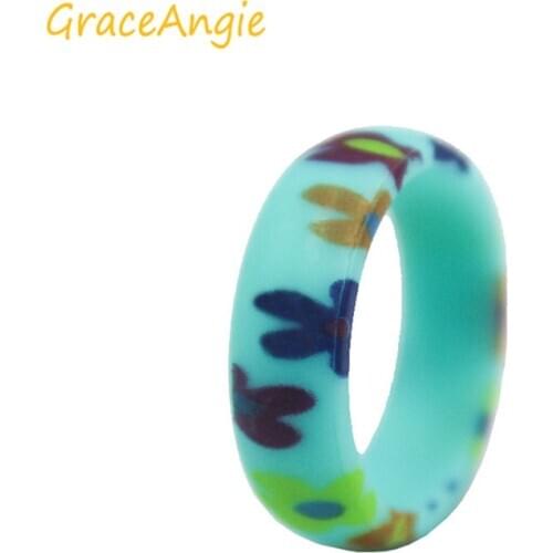 GraceAngie Women Flower RingHypoallergenic Flexible Food Grade FDA Silicone Finger Ring Environmental Rubber Rings For Men Women