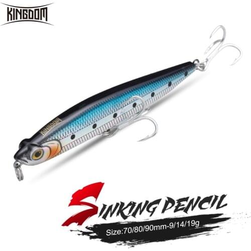 KINGDOM Fishing Lures Sinking Pencil 70mm 9g 80mm 14g 95mm 19g for sea bass artificial lures Wobblers Fishing Tackle