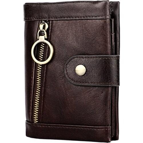 Cowhide 2021 Leather Men Wallet Hasp Coin Pocket Purse Genuine Multi-card Mens Wallets Rfid Purses Cards Wallets