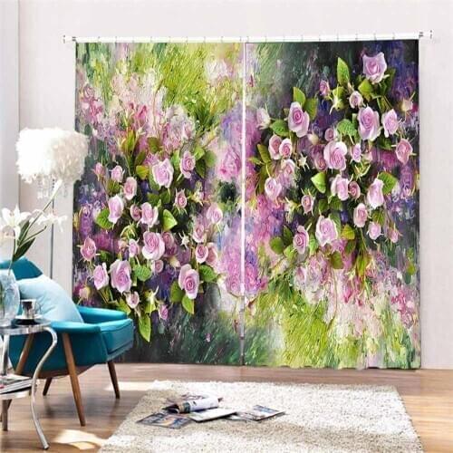 Beautiful flowers window 3D curtains for living room Bedroom hotel luxury european curtains 2019 customize