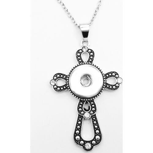 CROSS snap button jewelr pendant Necklace NX1167 (fit 18mm 20mm snaps)