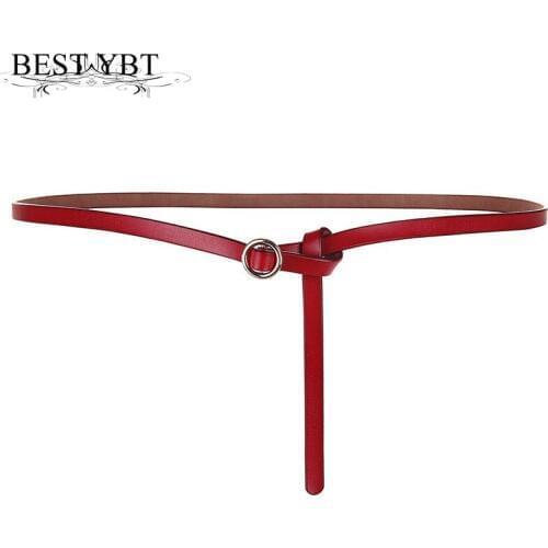 Best YBT Women Belt New High Quality Lmitation Leather Alloy Round Ring Buckle Belt Casual Simple Women Dress Decoration Belt