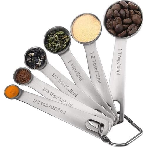 Measuring Spoons, Stainless Steel Measuring Spoons Cups Set, Small Tablespoon with Metric and US Measurements, Set of 6 for Gift