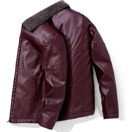 Casual Mens Pu Leather Jacket Punk Wind Autumn Winter Plus Velvet Fashion Quality Bomber Jacket Male Lapel Jacket Large Size