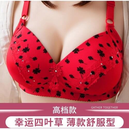 The new large size thin section without steel ring womens mothers underwear, womens gather-up adjustable top-up anti-sagging