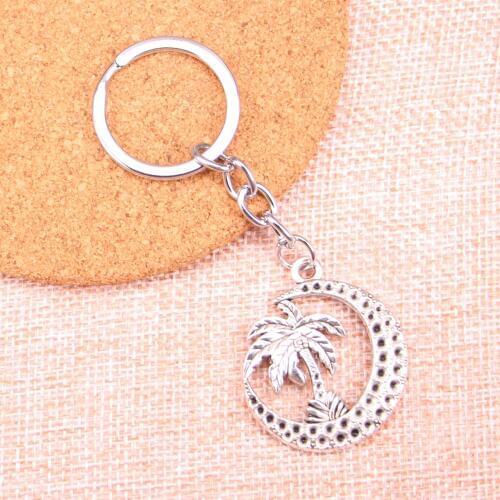 New Arrival palm tree moon coconut Charm Pendant Keychain Key Ring Chain Accessories Jewelry Making For Gifts