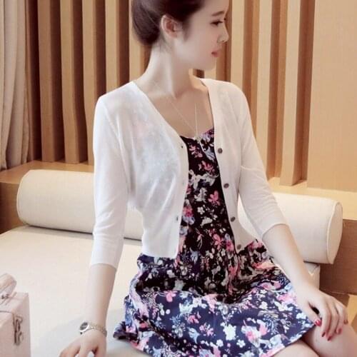 New 2021 Women Summer V-Neck Long Sleeve Solid Hollow Out Sexy Knitting Cardigans Female Loose Casual Short Tops Sweaters S433