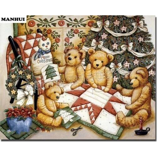 New 5D Diamond Painting Bear family Cross Stitch Resin Rhinestones Full Round Diamond Embroidery diamond painting MH063