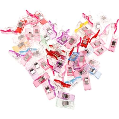 OOTDTY 60pcs/pack Plastic Wonder Clips Clamps For Crafts Quilting Sewing Accessories Knitting Crochet Tool