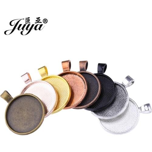 80PCS Cabochon Base Jewelry Making DIY Pendant Necklace Choker Keychain Crafts Accessory 25mm Cabochon Setting Jewelry Findings