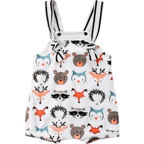 Pudcoco 0-24M Summer Toddler Infant Newborn Baby Girls Boys Romper Sleeveless Cartoon Animal Jumpsuits Sunsuit Playsuit