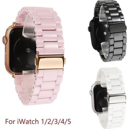 3 Beads Ceramic Watchband for iWatch Apple Watch Series 5 4 3 2 1 38mm 40mm 42mm 44mm Women Men Band Wrist Belt Link Strap