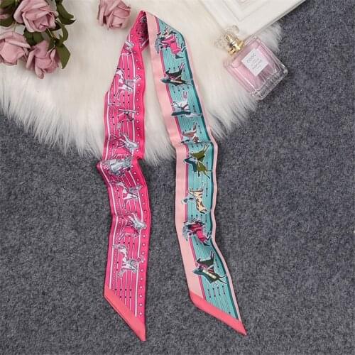 Retro Bag Scarf Women Luxury Small Silk Scarf 2021 Handbag Ribbon Brand Fashion Hair band Head Scarf Long Skinny Scarf Wholesale