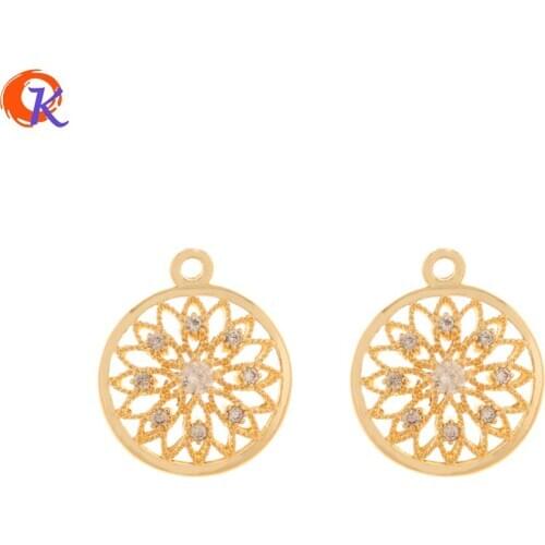Cordial Design 50Pcs 14*17MM Jewelry Accessories/Hand Made/CZ Charms/DIY Making/Flower Shape/Rhinestone Pendant/Earring Findings