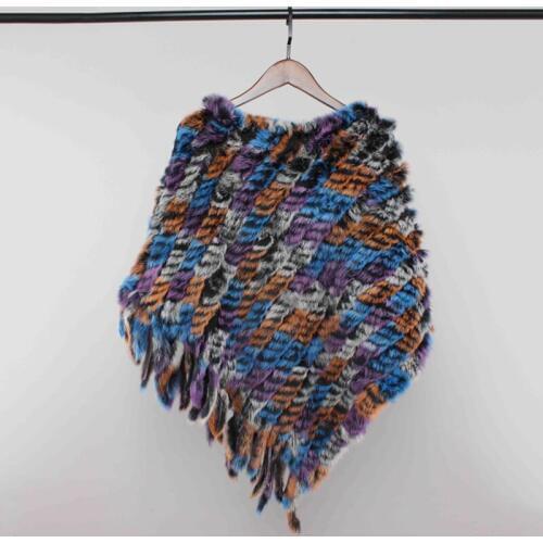 2019 Hot Sale Knitted Natural Real Rabbit Fur Shawl Cape Girl fur Poncho Scarf Coat Autumn Winter Rabbit Fur Pashmina