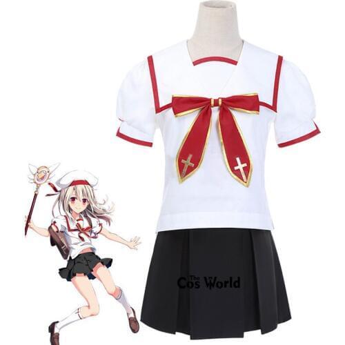 FGO Fate Grand Order Illyasviel Von Einzbern Sprite 1 School Uniform Tops Dress Sailor Suit Outfit Games Cosplay Costumes