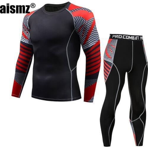 Aismz Top quality new thermal underwear men underwear sets compression fleece sweat quick drying thermo underwear men clothing