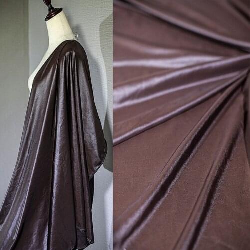 Thin retro pu leather fabric brown four-sided stretch pvc simulation leather bag diy clothing designer fabric