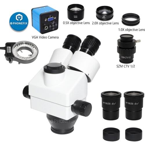 3.5X-90X Trinocular Zoom Stereo Microscope Head +38MP/VGA Camera 10x Widefield Eyepiece 0.5X/2.0X Barlow Lens 56-LED Ring Light