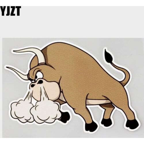 YJZT 13.3CM×9.9CM High Quality Decal Angry Bull Waterproof PVC Car Sticker 11C-0256