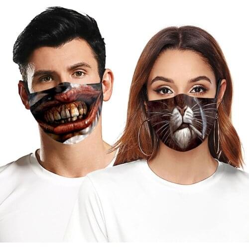 Funny 3D Horrible Mouth Women Men Unisex Mask Cosplay Printing Halloween Breathable Cycling Costumes Adult Masks Xmas Washable