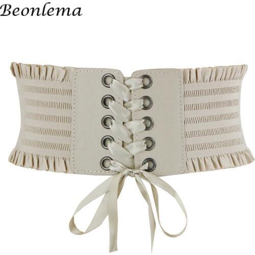 Beonlema Corset Waist Belt Women Gothic Underbust Bustiers Lace Up Tummy Slimming Belly Outside Sexy Tops Belts Waister