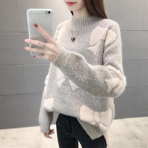 Autumn Winter Thick Warm Knitted Sweater Women Korean style Solid Loose Long Sleeve Knitting Jumper Ladies Pullover Sueter Mujer