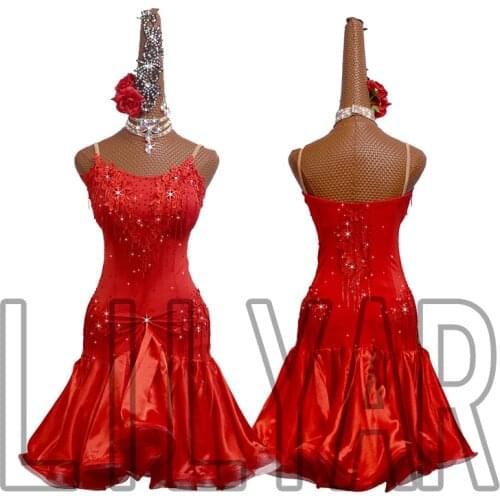 New Latin Dance Dress Competition Dress Costumes Skirt Performing Dress Adult Customize Children Red Matador Skirt Split Skirtes
