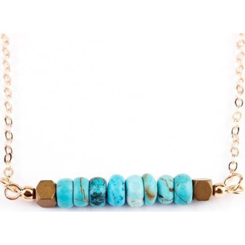 ZWPON Summer Cylinder Natural Stone Bead Bar Necklace for Women Bohemian Newfangled Minimalist Horizon Choker Necklace Wholesale