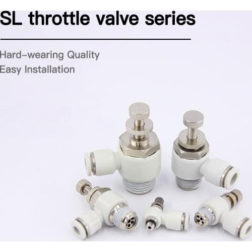 1pcs Cylinder connector sl type throttle valve adjustable flow connector speed control valve SL4 - M5 SL6 SL8 SL10 SL12