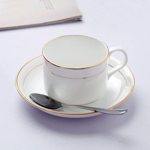 150ml Coffee Cup Set Mug Ceramic Bone China Phnom Penh Pure White European Cup Creative Delivery Spoon